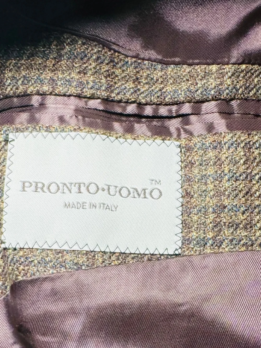 Pronto Uomo Suit Jacket Mens 50L Brown Houndstooth Silk Wool Sport Coat Acadamia
